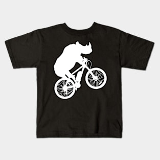 Rhinoceros Riding a Bike Kids T-Shirt